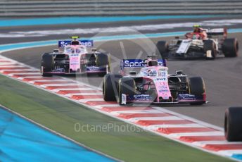 World © Octane Photographic Ltd. Formula 1 – Abu Dhabi GP - Race. SportPesa Racing Point RP19 - Sergio Perez and Lance Stroll ahead of Alfa Romeo Racing C38 – Antonio Giovinazzi. Yas Marina Circuit, Abu Dhabi, UAE. Sunday 1st December 2019.