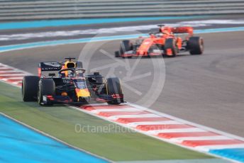 World © Octane Photographic Ltd. Formula 1 – Abu Dhabi GP - Race. Aston Martin Red Bull Racing RB15 – Max Verstappen and Scuderia Ferrari SF90 – Sebastian Vettel. Yas Marina Circuit, Abu Dhabi, UAE. Sunday 1st December 2019.