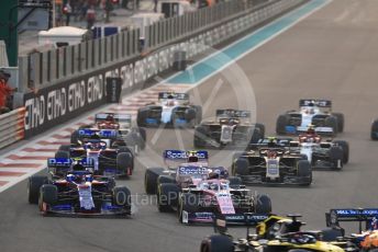 World © Octane Photographic Ltd. Formula 1 – Abu Dhabi GP - Race. The back of the pack at the race start. Yas Marina Circuit, Abu Dhabi, UAE. Sunday 1st December 2019.