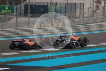 World © Octane Photographic Ltd. Formula 1 – Abu Dhabi GP - Race. McLaren MCL34 – Lando Norris and Carlos Sainz with Renault Sport F1 Team RS19 – Daniel Ricciardo. Yas Marina Circuit, Abu Dhabi, UAE. Sunday 1st December 2019.