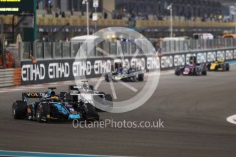 World © Octane Photographic Ltd. FIA Formula 2 (F2) – Abu Dhabi GP - Race 1. DAMS - Sergio Sette Camara and Sauber Junior Team - Callum Ilott on the green flag lap. Yas Marina Circuit, Abu Dhabi, UAE. Saturday 30th November 2019.