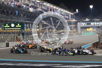World © Octane Photographic Ltd. FIA Formula 2 (F2) – Abu Dhabi GP - Race 1. Sauber Junior Team - Callum Ilott leads into turn 1 on the 1st lap. Yas Marina Circuit, Abu Dhabi, UAE. Saturday 30th November 2019.