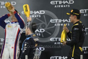 World © Octane Photographic Ltd. FIA Formula 2 (F2) – Abu Dhabi GP - Race 1. DAMS - Sergio Sette Camara, Carlin - Nobuharu Matsushita and Virtuosi Racing - Guanyu Zhou. Yas Marina Circuit, Abu Dhabi, UAE. Saturday 30th November 2019.