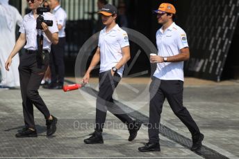 World © Octane Photographic Ltd. Formula 1 – Abu Dhabi GP - Paddock. McLaren MCL34 – Lando Norris and Carlos Sainz. Yas Marina Circuit, Abu Dhabi, UAE. Sunday 1st December 2019.