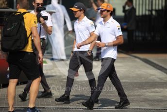 World © Octane Photographic Ltd. Formula 1 – Abu Dhabi GP - Paddock. McLaren MCL34 – Lando Norris and Carlos Sainz. Yas Marina Circuit, Abu Dhabi, UAE. Sunday 1st December 2019.