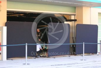 World © Octane Photographic Ltd. Formula 1 – Abu Dhabi Pirelli Tyre Test. Mercedes AMG Petronas Motorsport AMG F1 W10 EQ Power+ garage. Yas Marina Circuit, Abu Dhabi, UAE. Tuesday 3rd December 2019.
