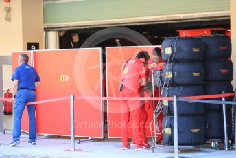 World © Octane Photographic Ltd. Formula 1 – Abu Dhabi Pirelli Tyre Test. Scuderia Ferrari SF90 garage. Yas Marina Circuit, Abu Dhabi, UAE. Tuesday 3rd December 2019.