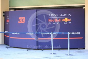 World © Octane Photographic Ltd. Formula 1 – Abu Dhabi Pirelli Tyre Test. Aston Martin Red Bull Racing RB15 – Max Verstappen garage. Yas Marina Circuit, Abu Dhabi, UAE. Tuesday 3rd December 2019.