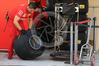 World © Octane Photographic Ltd. Formula 1 – Abu Dhabi Pirelli Tyre Test. Scuderia Ferrari mechanic put tyres into tyre warmers. Yas Marina Circuit, Abu Dhabi, UAE. Wednesday 4th December 2019.