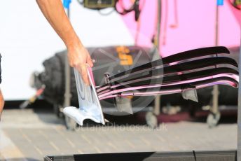 World © Octane Photographic Ltd. Formula 1 – Abu Dhabi GP - Paddock. SportPesa Racing Point RP19 - unpacking new front wings. Yas Marina Circuit, Abu Dhabi, UAE. Thursday 28th November 2019.