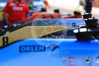 World © Octane Photographic Ltd. Formula 1 – Abu Dhabi GP - Scrutineering. ROKiT Williams Racing FW 42 – George Russell, Haas F1 Team VF19 – Romain Grosjean and Scuderia Ferrari SF90 – Charles Leclerc. Yas Marina Circuit, Abu Dhabi, UAE. Thursday 28th November 2019.