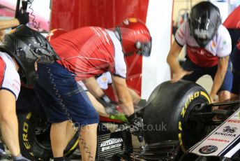 World © Octane Photographic Ltd. Formula 1 – Abu Dhabi GP - Pitlane. Alfa Romeo Racing C38 – Pitstop practice. Yas Marina Circuit, Abu Dhabi, UAE. Thursday 28th November 2019.