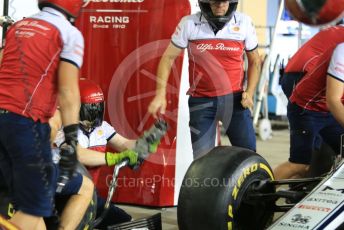 World © Octane Photographic Ltd. Formula 1 – Abu Dhabi GP - Pitlane. Alfa Romeo Racing C38 – Pitstop practice. Yas Marina Circuit, Abu Dhabi, UAE. Thursday 28th November 2019.