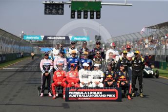 World © Octane Photographic Ltd. Formula 1 – Australian GP Class of 2019.
Front Row : Scuderia Ferrari – Charles Leclerc and Sebastian Vettel, Mercedes AMG Petronas Motorsport AMG F1 - Lewis Hamilton and Valtteri Bottas, Aston Martin Red Bull Racing – Pierre Gasly and Max Verstappen. 
Middle Row : SportPesa Racing Point RP19 - Sergio Perez and Lance Stroll, McLaren – Carlos Sainz and Lando Norris, Rich Energy Haas F1 Team – Romain Grosjean and Kevin Magnussen, Renault Sport F1 Team – Daniel Ricciardo and Nico Hulkenberg
Back Row : ROKiT Williams Racing – Robert Kubica and George Russell, Scuderia Toro Rosso – Daniil Kvyat and Alexander Albon, Alfa Romeo Racing – Antonio Giovinazzi and Kimi Raikkonen.
Melbourne, Australia. Sunday 17th March 2019.