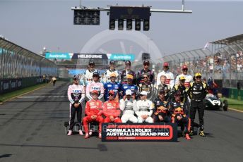 World © Octane Photographic Ltd. Formula 1 – Australian GP Class of 2019.
Front Row : Scuderia Ferrari – Charles Leclerc and Sebastian Vettel, Mercedes AMG Petronas Motorsport AMG F1 - Lewis Hamilton and Valtteri Bottas, Aston Martin Red Bull Racing – Pierre Gasly and Max Verstappen. 
Middle Row : SportPesa Racing Point RP19 - Sergio Perez and Lance Stroll, McLaren – Carlos Sainz and Lando Norris, Rich Energy Haas F1 Team – Romain Grosjean and Kevin Magnussen, Renault Sport F1 Team – Daniel Ricciardo and Nico Hulkenberg
Back Row : ROKiT Williams Racing – Robert Kubica and George Russell, Scuderia Toro Rosso – Daniil Kvyat and Alexander Albon, Alfa Romeo Racing – Antonio Giovinazzi and Kimi Raikkonen.
Melbourne, Australia. Sunday 17th March 2019.