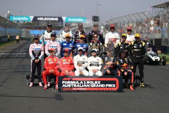 World © Octane Photographic Ltd. Formula 1 – Australian GP Class of 2019.
Front Row : Scuderia Ferrari – Charles Leclerc and Sebastian Vettel, Mercedes AMG Petronas Motorsport AMG F1 - Lewis Hamilton and Valtteri Bottas, Aston Martin Red Bull Racing – Pierre Gasly and Max Verstappen. 
Middle Row : SportPesa Racing Point RP19 - Sergio Perez and Lance Stroll, McLaren – Carlos Sainz and Lando Norris, Rich Energy Haas F1 Team – Romain Grosjean and Kevin Magnussen, Renault Sport F1 Team – Daniel Ricciardo and Nico Hulkenberg
Back Row : ROKiT Williams Racing – Robert Kubica and George Russell, Scuderia Toro Rosso – Daniil Kvyat and Alexander Albon, Alfa Romeo Racing – Antonio Giovinazzi and Kimi Raikkonen.
Melbourne, Australia. Sunday 17th March 2019.