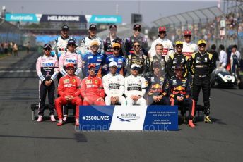 World © Octane Photographic Ltd. Formula 1 – Australian GP Class of 2019.
Front Row : Scuderia Ferrari – Charles Leclerc and Sebastian Vettel, Mercedes AMG Petronas Motorsport AMG F1 - Lewis Hamilton and Valtteri Bottas, Aston Martin Red Bull Racing – Pierre Gasly and Max Verstappen. 
Middle Row : SportPesa Racing Point - Sergio Perez and Lance Stroll, McLaren – Carlos Sainz and Lando Norris, Rich Energy Haas F1 Team – Romain Grosjean and Kevin Magnussen, Renault Sport F1 Team – Daniel Ricciardo and Nico Hulkenberg
Back Row : ROKiT Williams Racing – Robert Kubica and George Russell, Scuderia Toro Rosso – Daniil Kvyat and Alexander Albon, Alfa Romeo Racing – Antonio Giovinazzi and Kimi Raikkonen.
Melbourne, Australia. Sunday 17th March 2019.