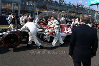 World © Octane Photographic Ltd. Formula 1 – Australian GP Grid. Alfa Romeo Racing C38 – Antonio Giovinazzi being watched by Jean Todt. Melbourne, Australia. Sunday 17th March 2019.