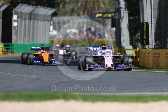 World © Octane Photographic Ltd. Formula 1 – Australian GP Practice 1. SportPesa Racing Point RP19 - Sergio Perez, McLaren MCL34 – Carlos Sainz and Alfa Romeo Racing C38 – Kimi Raikkonen. . Friday 15th Melbourne, Australia. Friday 15th March 2019.