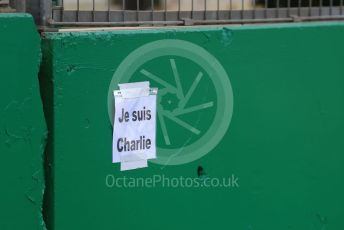 World © Octane Photographic Ltd. Formula 1 – Australian GP Practice 1. Je Suis Charlie tribute on wall for Charlie Whiting. Friday 15th Melbourne, Australia. Friday 15th March 2019.