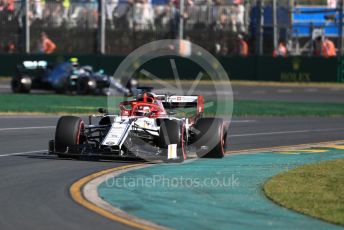 World © Octane Photographic Ltd. Formula 1 – Australian GP Practice 2. Alfa Romeo Racing C38 – Kimi Raikkonen and Mercedes AMG Petronas Motorsport AMG F1 W10 EQ Power+ - Valtteri Bottas. Friday 15th Melbourne, Australia. Friday 15th March 2019.