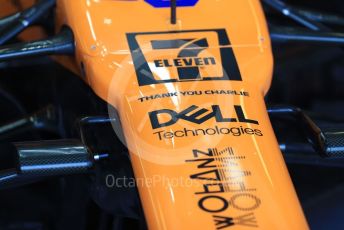 World © Octane Photographic Ltd. Formula 1 – Australian GP Practice 3. McLaren MCL34 Thank You Charlie marking on nose for Charlie Whiting. Saturday 16th Melbourne, Australia. Saturday 16th March 2019.