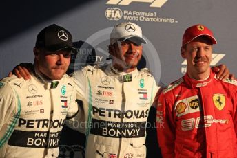 World © Octane Photographic Ltd. Formula 1 – Australian GP Qualifying. Mercedes AMG Petronas Motorsport AMG F1 W10 EQ Power+ - Lewis Hamilton, Valtteri Bottas and Scuderia Ferrari SF90 – Sebastian Vettel. Melbourne, Australia. Saturday 16th March 2019.