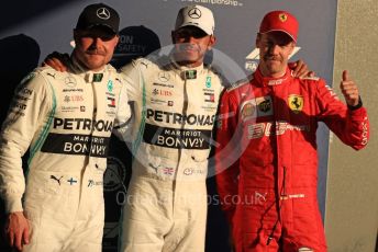 World © Octane Photographic Ltd. Formula 1 – Australian GP Qualifying. Mercedes AMG Petronas Motorsport AMG F1 W10 EQ Power+ - Lewis Hamilton, Valtteri Bottas and Scuderia Ferrari SF90 – Sebastian Vettel.  Melbourne, Australia. Saturday 16th March 2019.