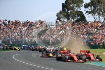World © Octane Photographic Ltd. Formula 1 – Australian GP Race. Scuderia Ferrari SF90 – Sebastian Vettel and Charles Leclerc. Melbourne, Australia. Sunday 17th March 2019.