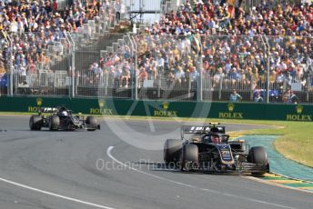 World © Octane Photographic Ltd. Formula 1 – Australian GP Race. Rich Energy Haas F1 Team VF19 – Kevin Magnussen and Romain Grosjean. Melbourne, Australia. Sunday 17th March 2019.