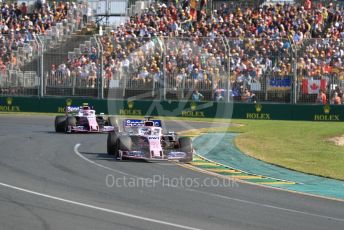 World © Octane Photographic Ltd. Formula 1 – Australian GP Race. SportPesa Racing Point RP19 - Sergio Perez and Lance Stroll. Melbourne, Australia. Sunday 17th March 2019.