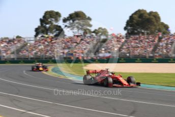 World © Octane Photographic Ltd. Formula 1 – Australian GP Race. Scuderia Ferrari SF90 – Sebastian Vettel and Aston Martin Red Bull Racing RB15 – Max Verstappen. Melbourne, Australia. Sunday 17th March 2019.