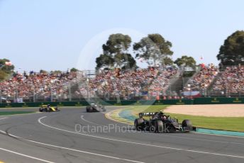 World © Octane Photographic Ltd. Formula 1 – Australian GP Race. Rich Energy Haas F1 Team VF19 – Kevin Magnussen and Romain Grosjean and Renault Sport F1 Team RS19 – Nico Hulkenberg. Melbourne, Australia. Sunday 17th March 2019.