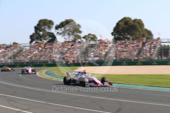 World © Octane Photographic Ltd. Formula 1 – Australian GP Race. SportPesa Racing Point RP19 - Sergio Perez and Lance Stroll and McLaren MCL34 – Carlos Sainz. Melbourne, Australia. Sunday 17th March 2019.
