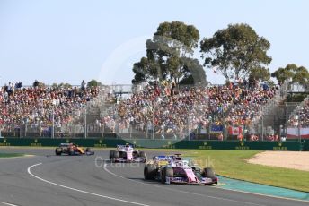 World © Octane Photographic Ltd. Formula 1 – Australian GP Race. SportPesa Racing Point RP19 - Sergio Perez and Lance Stroll and McLaren MCL34 – Carlos Sainz. Melbourne, Australia. Sunday 17th March 2019.