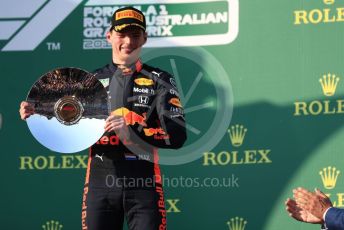 World © Octane Photographic Ltd. Formula 1 – Australian GP Podium. Aston Martin Red Bull Racing RB15 – Max Verstappen. Melbourne, Australia. Sunday 17th March 2019.