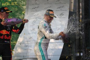 World © Octane Photographic Ltd. Formula 1 – Australian GP Podium. Mercedes AMG Petronas Motorsport AMG F1 W10 EQ Power+ - Valtteri Bottas and Aston Martin Red Bull Racing RB15 – Max Verstappen. Melbourne, Australia. Sunday 17th March 2019.