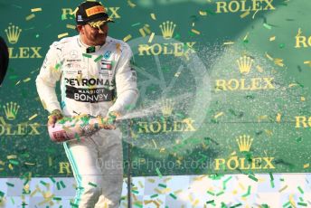 World © Octane Photographic Ltd. Formula 1 – Australian GP Podium. Mercedes AMG Petronas Motorsport AMG F1 W10 EQ Power+ - Lewis Hamilton. Melbourne, Australia. Sunday 17th March 2019.