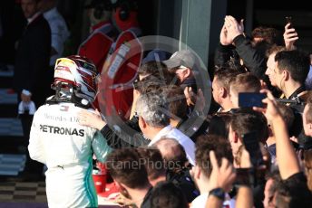 World © Octane Photographic Ltd. Formula 1 – Australian GP Parc Ferme. Mercedes AMG Petronas Motorsport AMG F1 W10 EQ Power+ - Lewis Hamilton. Melbourne, Australia. Sunday 17th March 2019.