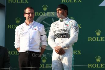 World © Octane Photographic Ltd. Formula 1 – Australian GP Podium. Mercedes AMG Petronas Motorsport AMG F1 W10 EQ Power+ - Lewis Hamilton. Melbourne, Australia. Sunday 17th March 2019.