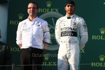 World © Octane Photographic Ltd. Formula 1 – Australian GP Podium. Mercedes AMG Petronas Motorsport AMG F1 W10 EQ Power+ - Lewis Hamilton. Melbourne, Australia. Sunday 17th March 2019.