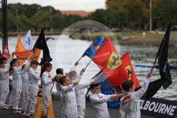 World © Octane Photographic Ltd. Formula 1 – Australian GP. F1 Kids with team flags. F1 Season launch, Melbourne, Australia. Wednesday 13th March 2019.