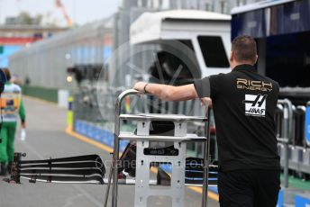 World © Octane Photographic Ltd. Formula 1 – Australian GP Pitlane. Rich Energy Haas F1 Team VF19 – Kevin Magnussen's front wing. Friday 15th Melbourne, Australia. Friday 15th March 2019.