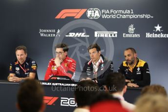 World © Octane Photographic Ltd. Formula 1 - Australian GP - Friday FIA Team. Cyril Abiteboul - Managing Director of Renault Sport Racing Formula 1 Team, Mattia Binotto – Team Principal of Scuderia Ferrari, Christian Horner - Team Principal of Red Bull Racing and Toto Wolff - Executive Director & Head of Mercedes - Benz Motorsport. Albert Park, Melbourne, Australia. Friday 15th March 2019.