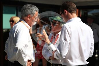 World © Octane Photographic Ltd. Formula 1 - Australian GP - Paddock. Chase Carey - Chief Executive Officer of the Formula One Group and Sir Jackie Stewart. Albert Park, Melbourne, Australia. Sunday 17th March 2019
