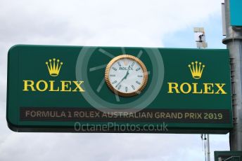 World © Octane Photographic Ltd. Formula 1 – Australian GP. Rolex Race clock. Albert Park, Melbourne, Australia. Wednesday 13th March 2019.