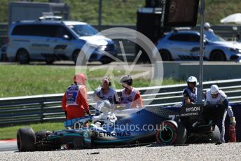 World © Octane Photographic Ltd. Formula 1 – Austrian GP - Practice 2. Mercedes AMG Petronas Motorsport AMG F1 W10 EQ Power+ - Valtteri Bottas crashes at Turn 6. Red Bull Ring, Spielberg, Styria, Austria. Friday 28th June 2019.