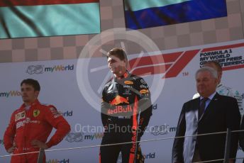 World © Octane Photographic Ltd. Formula 1 – Austrian GP - Podium. Aston Martin Red Bull Racing RB15 – Max Verstappen and Scuderia Ferrari SF90 – Charles Leclerc. Red Bull Ring, Spielberg, Styria, Austria. Sunday 30th June 2019