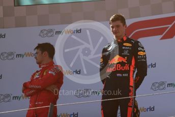 World © Octane Photographic Ltd. Formula 1 – Austrian GP - Podium. Aston Martin Red Bull Racing RB15 – Max Verstappen and Scuderia Ferrari SF90 – Charles Leclerc. Red Bull Ring, Spielberg, Styria, Austria. Sunday 30th June 2019