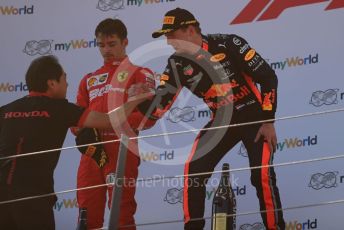 World © Octane Photographic Ltd. Formula 1 – Austrian GP - Podium. Aston Martin Red Bull Racing RB15 – Max Verstappen and Scuderia Ferrari SF90 – Charles Leclerc. Red Bull Ring, Spielberg, Styria, Austria. Sunday 30th June 2019